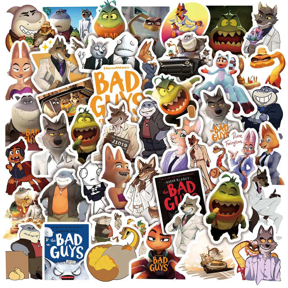 

10/30/50pcs/Set Cartoon Movie 2022 The Bad Guys Decal Stickers for Laptop Trunk Computer Guitar Motorcycle Helmet Car DIY Laptop