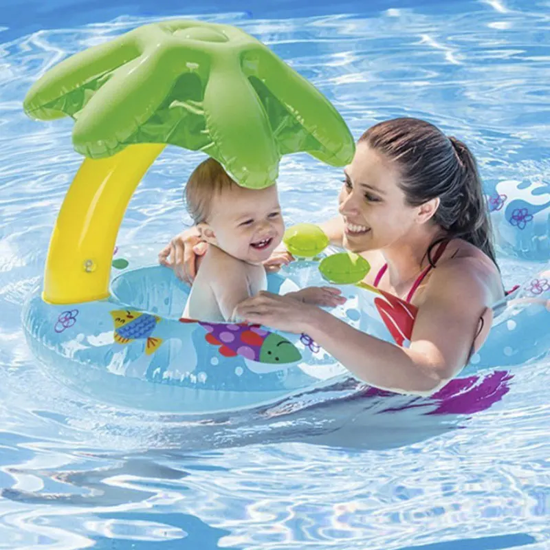 

Mom Kids Safe Inflatable Ring Circle Swimming Pool Wheels Baby Infant Toddler Float Beach Swim Summer Fun Trainer Bathing Rings