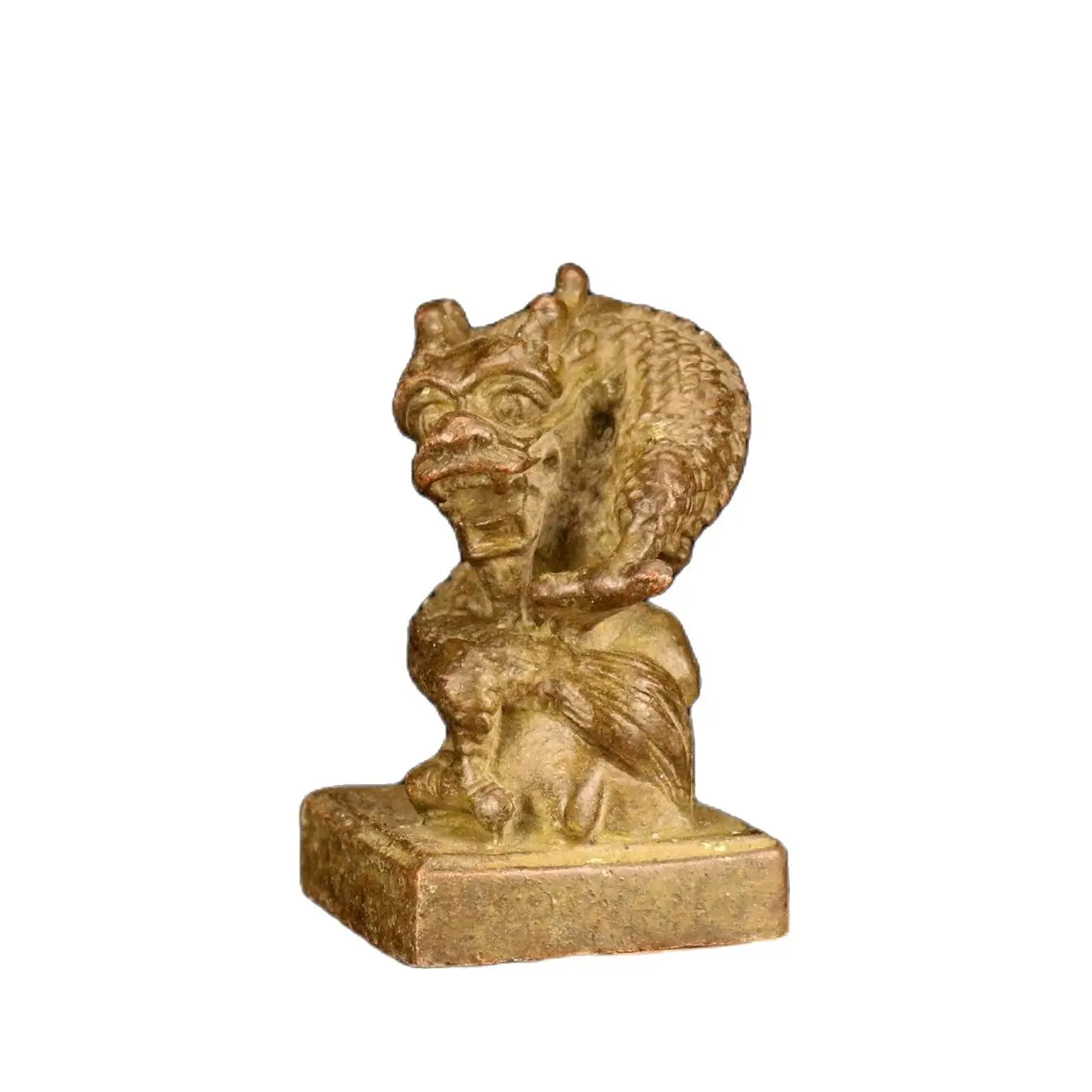 

Bronze Dragon Sculpture Miniature Chinese Dragon Seal Craft Collection Figurines Home Desk Vintage Decorative Accessories