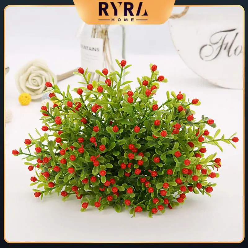

2/4/5PCS Fake Plants Green Landscape 1 Branches Simulation Milan Grass Living Room Holding Flowers Small Wild Fruit