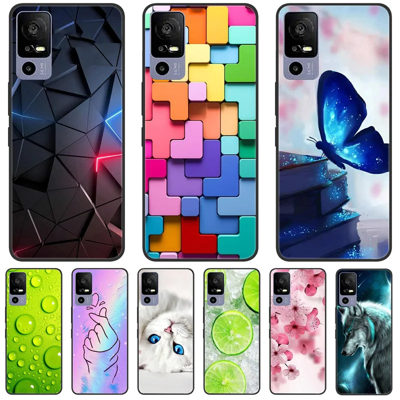 

For TCL 40R 5G T771A Case Painted Soft Black Silicone Bumper Phone Cover for TCL 40 R 5G 6.6" Case TCL40R 40R Etui Coque Fundas