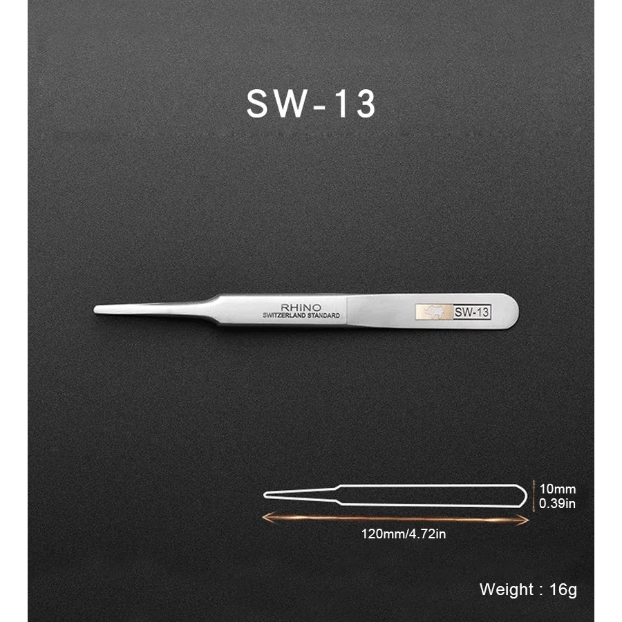 

Японские пинцеты серии Rhino SW, антимагнитные, антикислотные, матовые, прецизионные, прямой локоть, пинцет, зажим для обслуживания, ручные инструменты