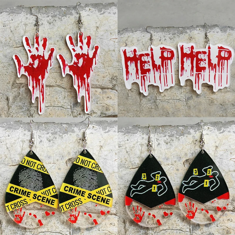 

Женские серьги на Хэллоуин с ужасным кровотечением, для Хэллоуина, для сценических событий на Хеллоуин, с эффектом крови, сканирование отпе...