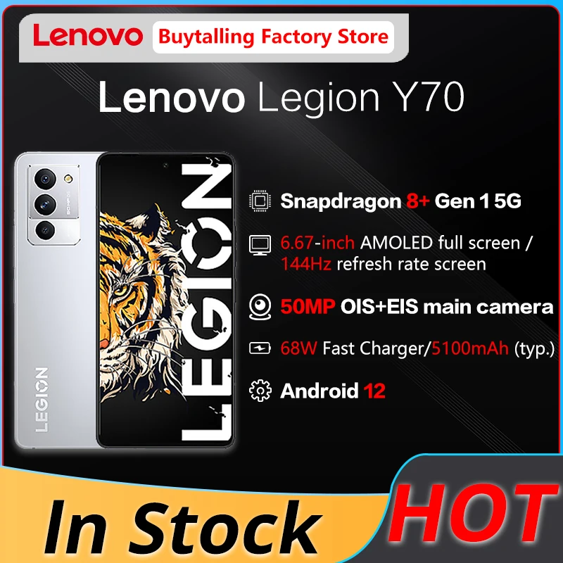 Lenovo Legion Y70 Gaming SmartPhone 6.67 Inch 144Hz OLED Snapdragon 8+ Gen 1 Octa Core 64MP Triple Camera 68W FastCharge NFC