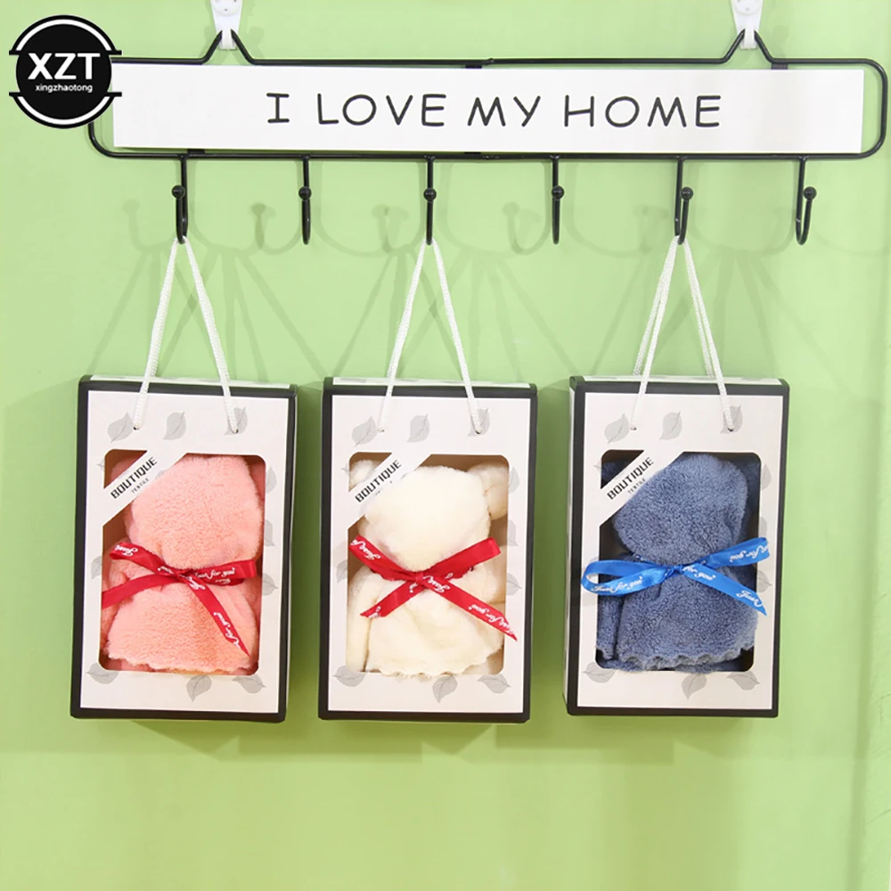 

30x30cm Coral Velvet Fleece Cute Bear Hand Towel Handkerchief Towels Absorbent Face Hand Towel Wedding Business Holiday Gifts