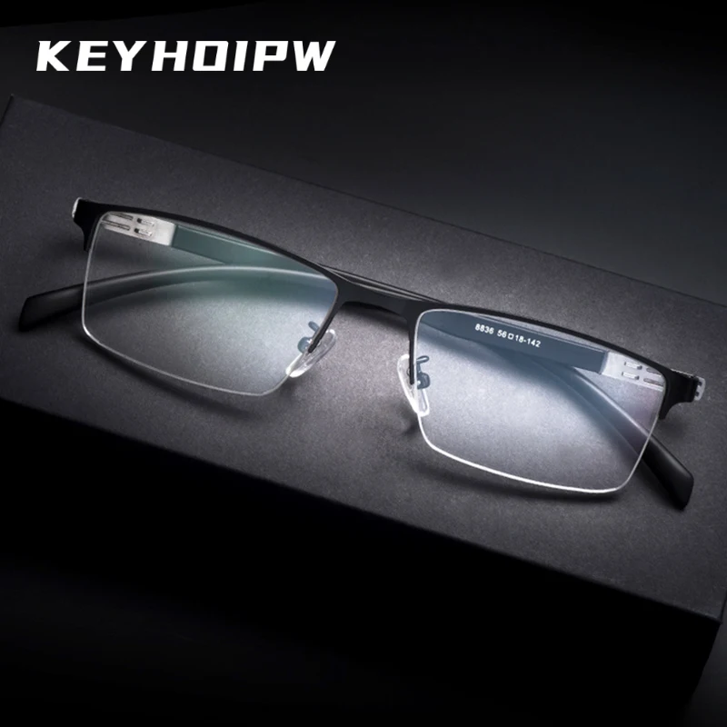 

KEYHOIRW Business Metal Half Frame Anti Blue Light Glasses Men 's Prescription Eyeglasses Optical Lenses Myopia Glasses Fashion