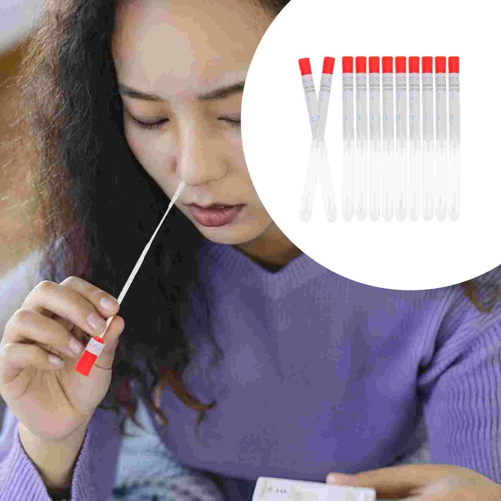 

50 Sets Test Strip Cleaning Accessories Sampling Supply Nose Accessory Sampler Plastic Swabs Disposable Specimen Nasal