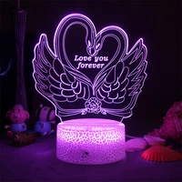 heart swan childrens night light creative 3d led desk lamp 16 colors with remote control sleep nightlight gifts for baby girls