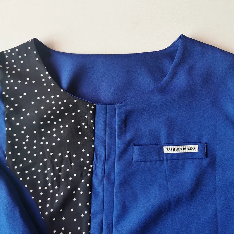 Blue African Dress Dashiki For Men 2022 Tradition Riched Man Long Sleeve Color Block Round Neck Male Plus Size Long Shirt Casual