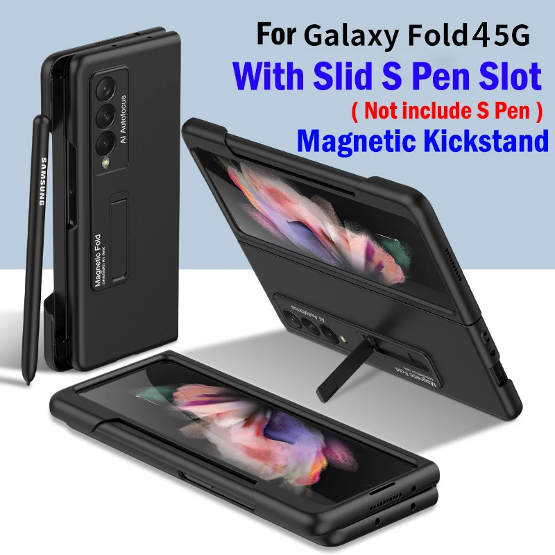 For Samsung Galaxy Z Fold 4 5G Case With Side S Pen Slot Magnetic Holder For Samsung Z Fold 4 Case Ultra Thin Matte Capa Funda