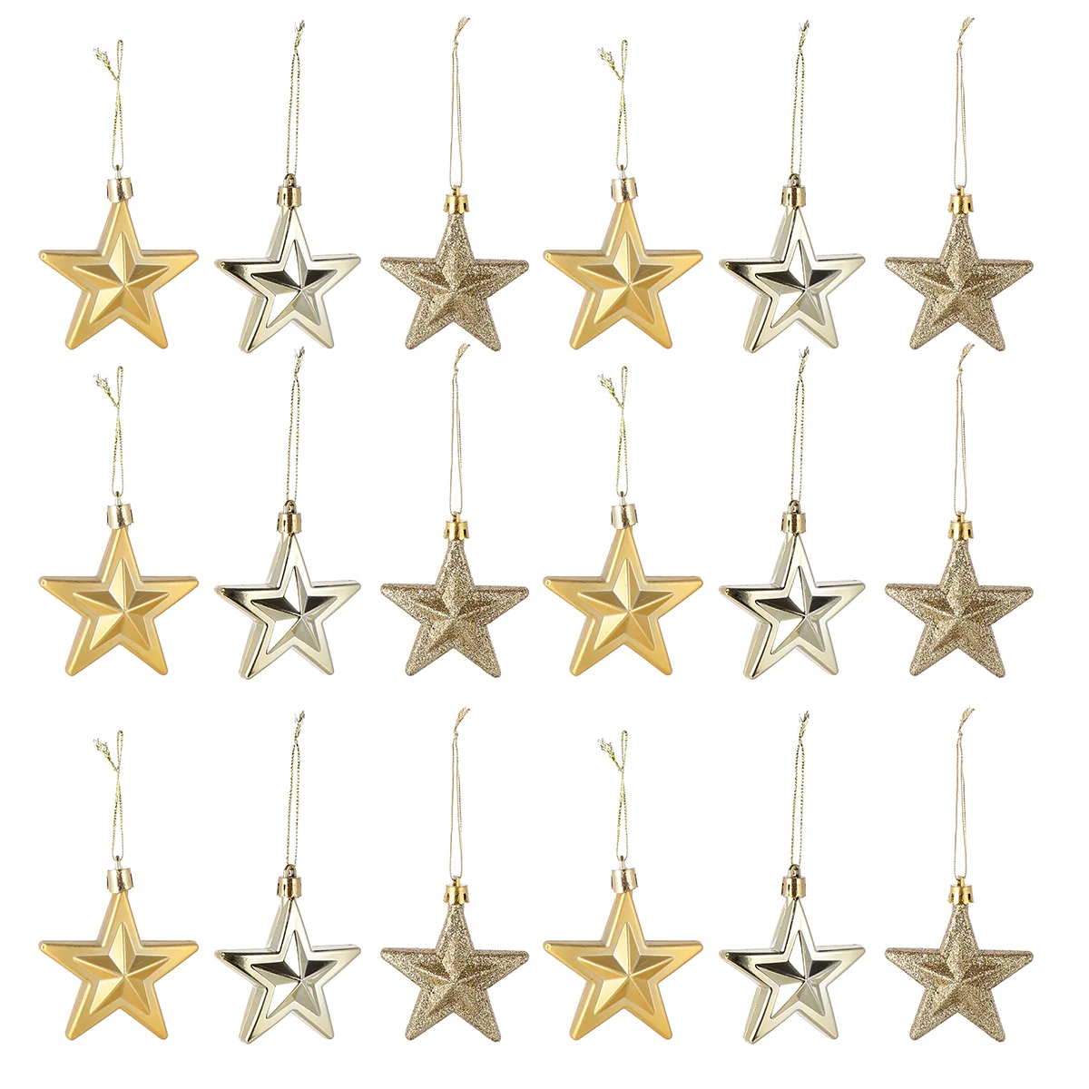 

18 Pcs Christmas Tree Decorations 7cm Three-dimensional Five-pointed Star Ornament Hanging Mini Plastic