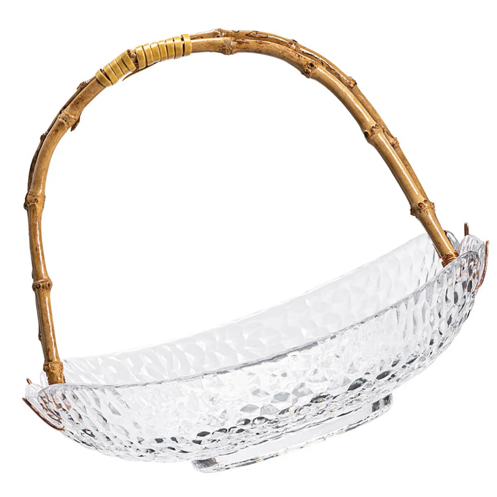 

Handle Design Kitchen Glass Fruit Plate Glass Storage Tray Dried Fruit Tray for Desktop Serving Tabletop