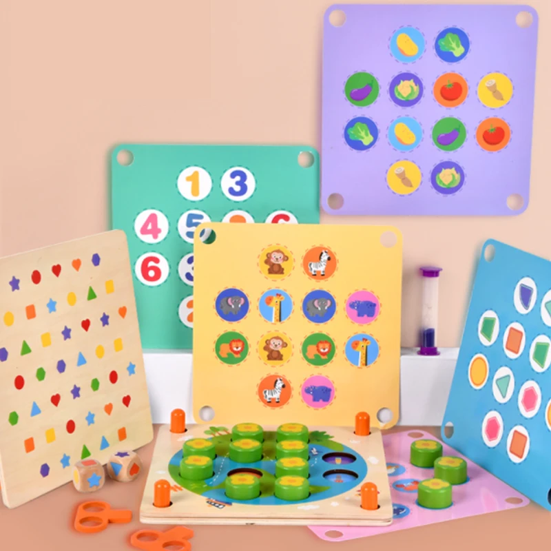 

Memory Chess Wooden Logical Thinking Training Leisure Parent-child Interactive Puzzle Graphics Pairing Dedicated Desktop Toys