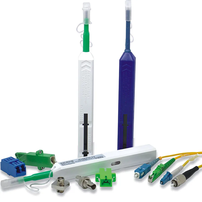 2PCS SC FC ST  LC MU One Click Cleaner 2.5mm 1.25mm Fiber Optic Cleaner Cleaning Pen Tool 2 in 1