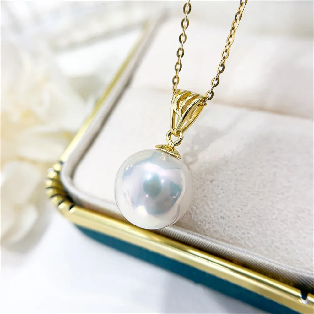 

DIY Pearl Mini S925 Sterling Silver Pendant with Empty Holder Gold Silver Necklace Pendant with 8-13mm Round Bar