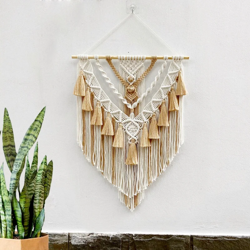 

Hand-woven Color Macrame Wall Hanging Ornament Bohemian Craft Decoration Gorgeous Tapestry For Home Livingroom Decor 55 * 75cm