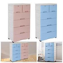 Pink and Blue Drawer Plastic Dresser With Wheels Storage Cabinet Tower Closet Organizer Unit for Home Office Bedroom Living Room