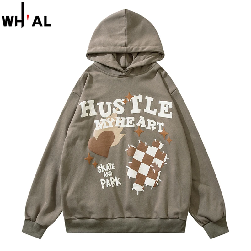 

Dimensional Letter Print Graphic Hooded Hoodie Men Casual Black Oversize Coat Fashion Streetwear Woman Sweatshirt #262