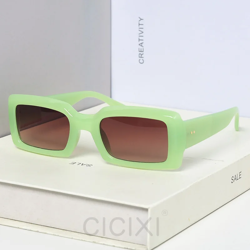 

CICIXI Rectangle Sunglasses Women Ins Popular Retro Jelly Green Color Eyewear Shades UV400 Men Square Sun Glasses Real Picture