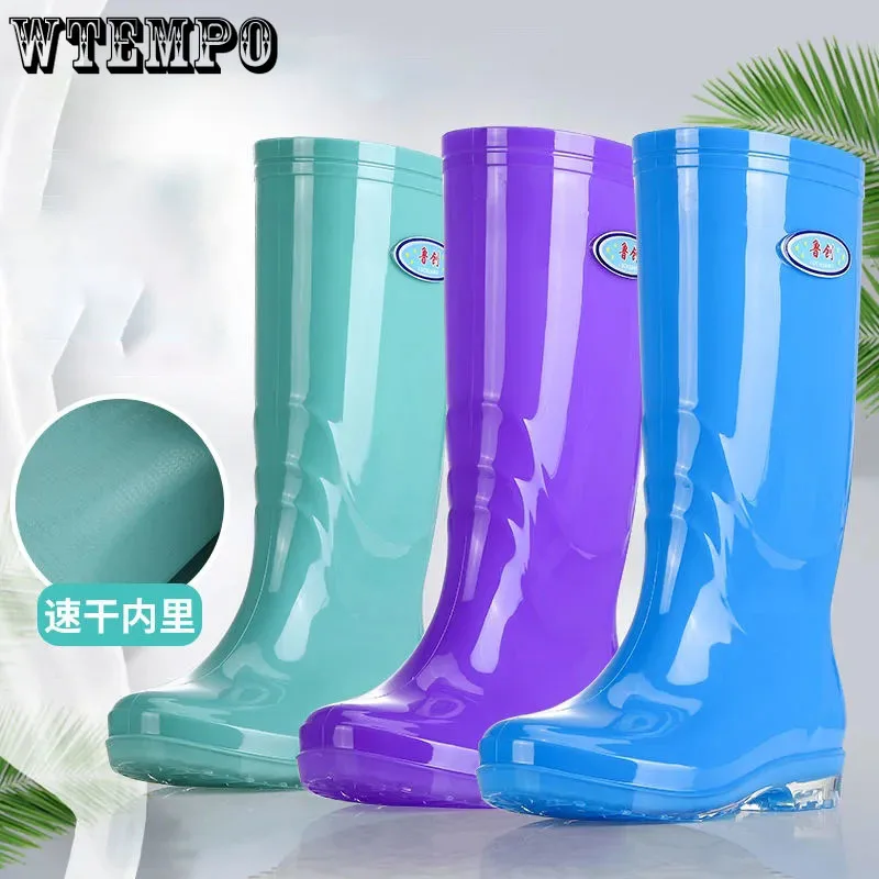 

Rubber Boots Women Fashion Solid Color Anti Slip Long Rain Boots Waterproof Rubber Water Shoes Kitchen Rain Boots Dropshipping