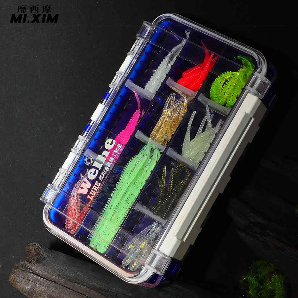 

105pcs Soft Bait Hook Weight Double-Sided Multi Fishing Lure Set Detachable Multi-Grids Mixed Colors Tackle Accessories with Box