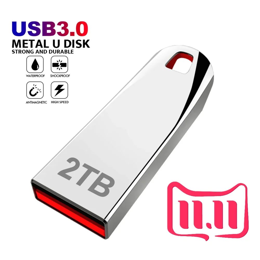 

2TB Metal USB 3.0 Pen Drive 2tb USB Flash Drives 1TB High Speed Pendrive 512GB Portable SSD Memoria USB Flash Disk Typ-C Adapter