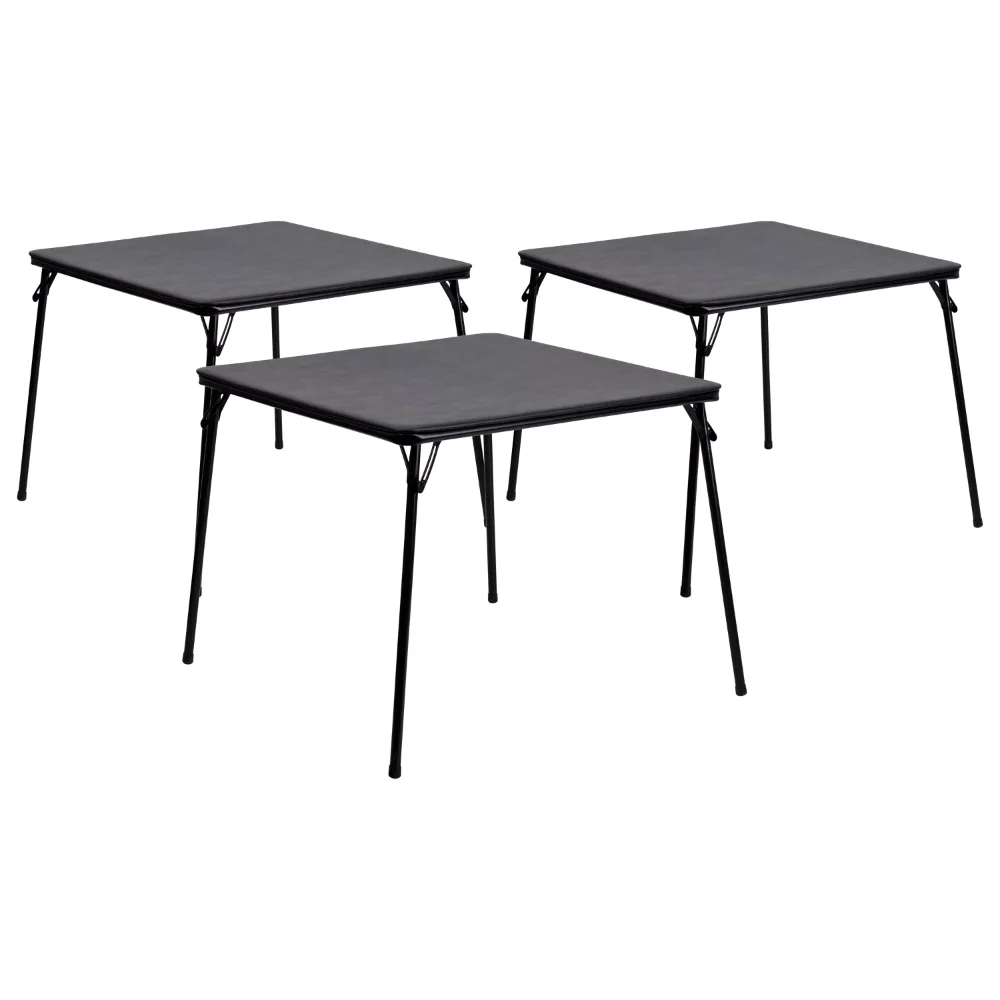 

Flash Furniture Madelyn Black Folding Card Table - Lightweight Portable Folding Table with Collapsible Legs - Set of 3