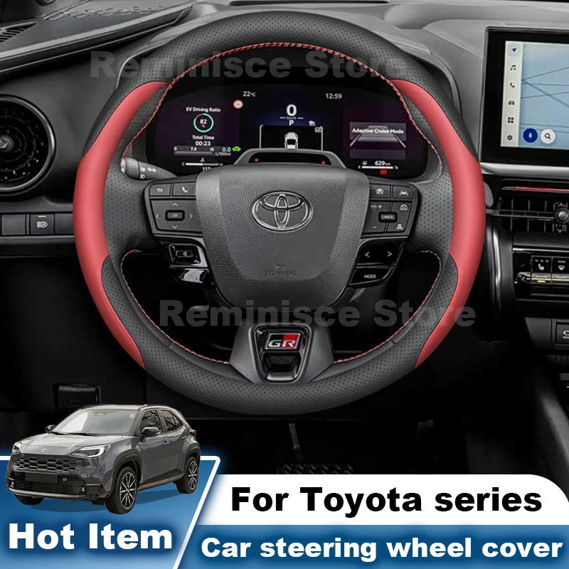 Фото Чехол на руль из кожи Наппа для Toyota GR Yaris RAV4 CHR Camry Corolla Yaris Cross Aygo X 2026 2025-2015 Аксессуары №3