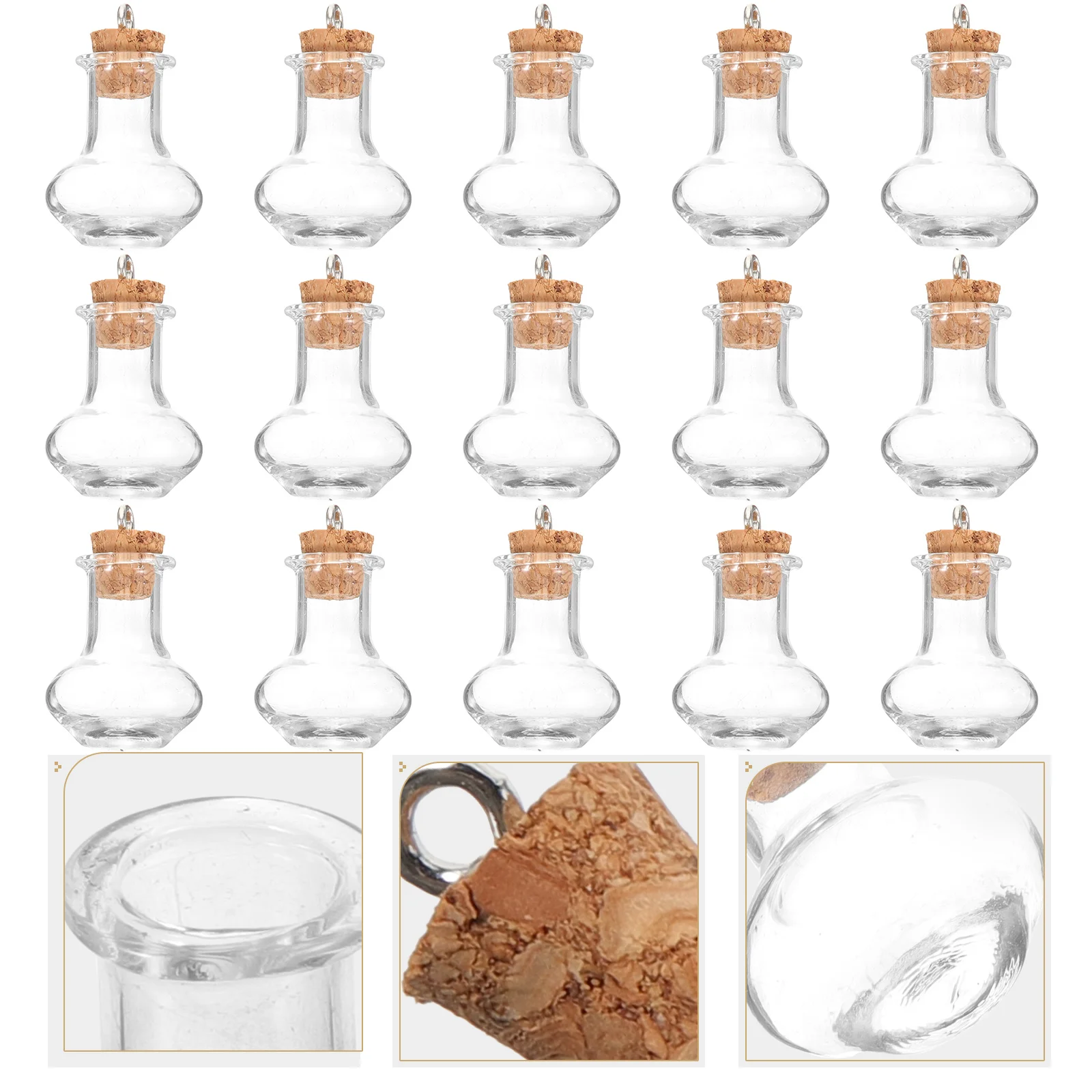 

20 Pcs Gift Jar Clear Glass Bottles Cork Stopper Crafts Small Mini Ornaments Tiny Wood Storage Decorative Little