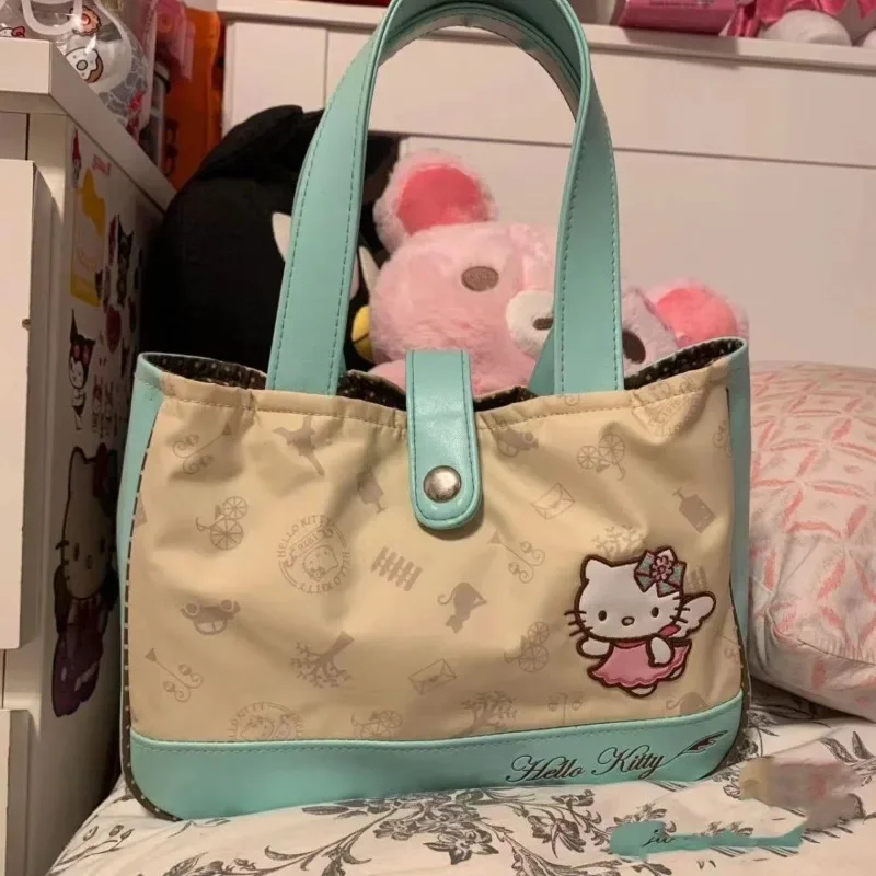 

Kawaii Sanrio Anime Hello Kitty PU Shoulder Bag Cute Cartoon Embroidery Magnetic Snap Large Capacity Printing Commuter Bag Girls
