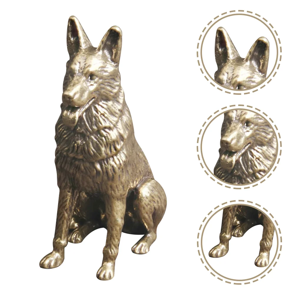 

Dog Brass Figurine Statue Sculpture Decor Key Decoration Car Pendant Chain Ornaments Dashboard Animal Ornament Feng Retro