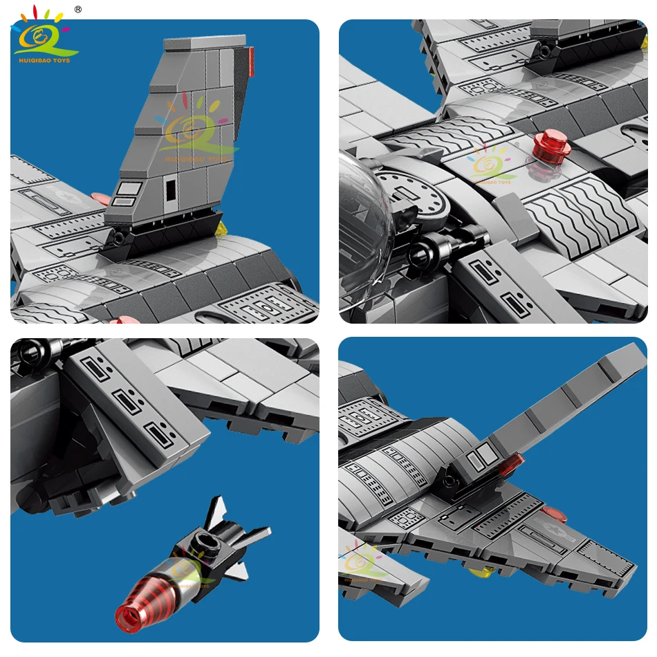 Huiqibao 8-в-1 J-20 Fighter Jet Модель Строительные блоки Набор 510 шт. DIY WW2 City Landmarks Маленькие