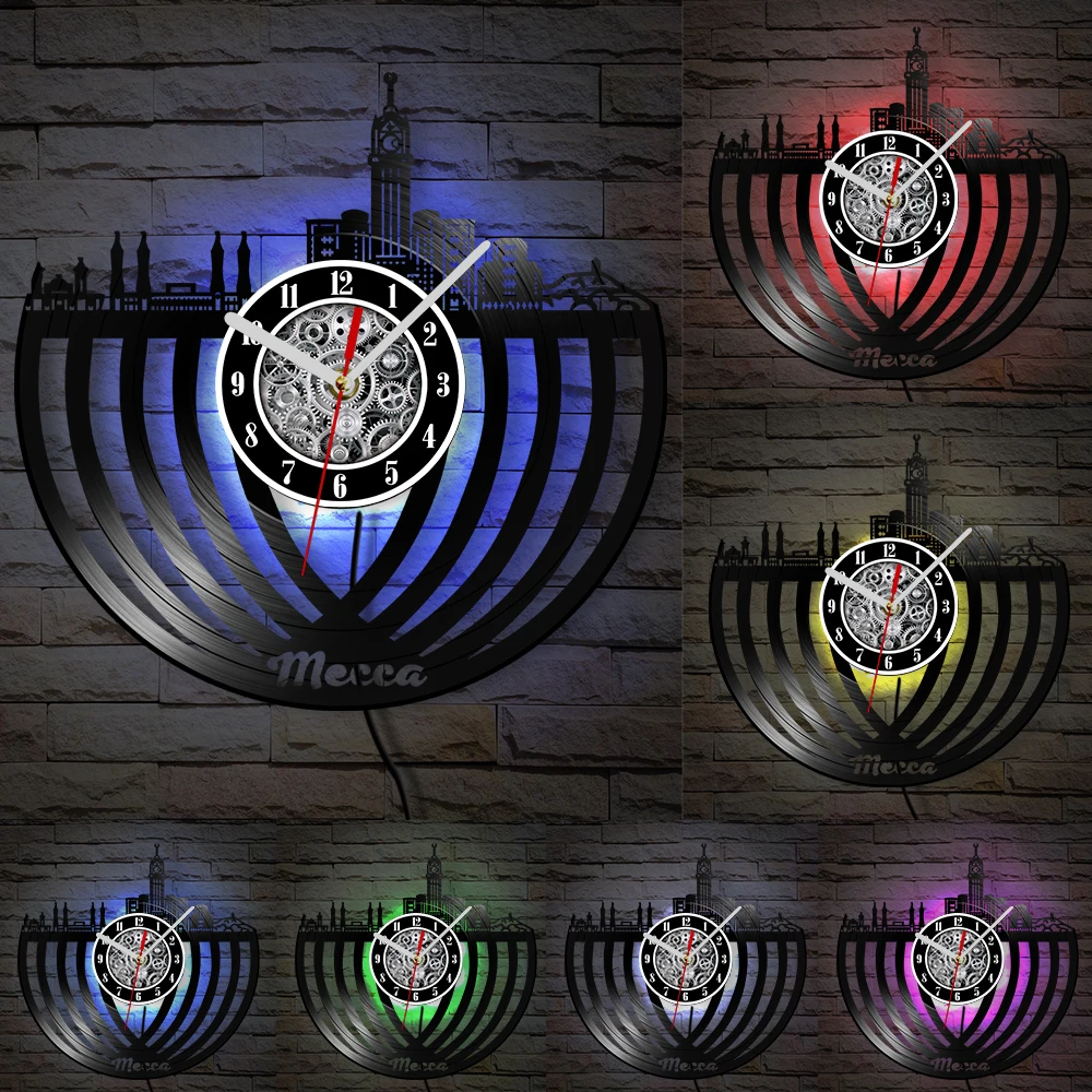 Музыкальный альбом в стиле ретро мечети настенные часы с виниловой пластиной