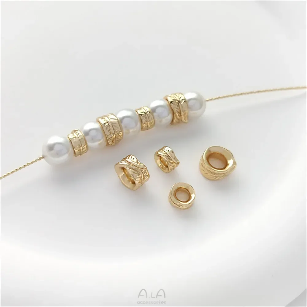 14-каратное золотое листья с большим отверстием перья-разделители бусины браслет