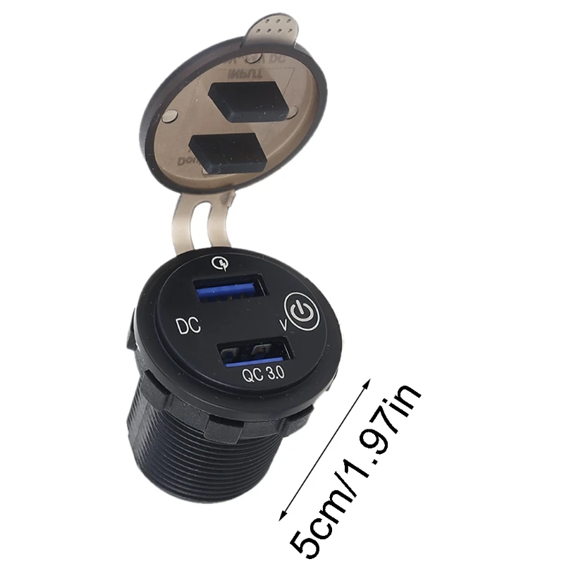 QC3.0 Usb зарядное устройство для мотоцикла, комплект штекеров для быстрой зарядки, переключатель напряжения, температуры, USB В
