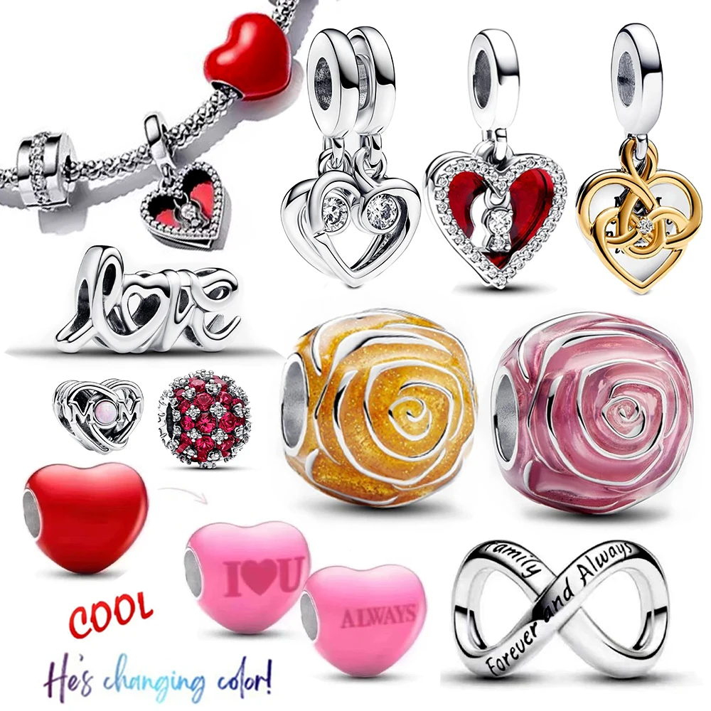 Бусины-подвески в форме сердца из серебра 925 пробы