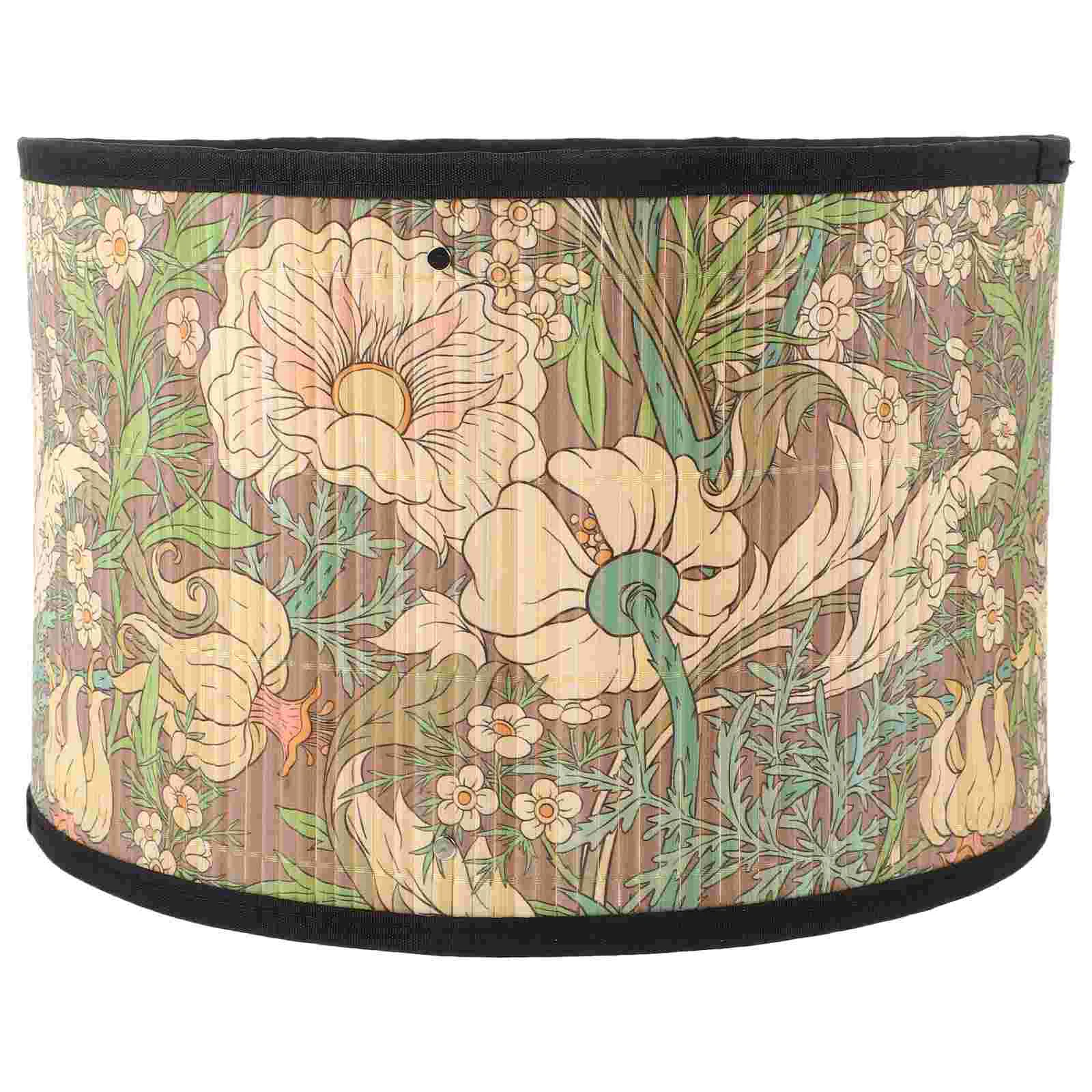 

Printed Lampshade Lampshades Ceiling Chandelier Barrel Bedroom Bamboo Light Accessories