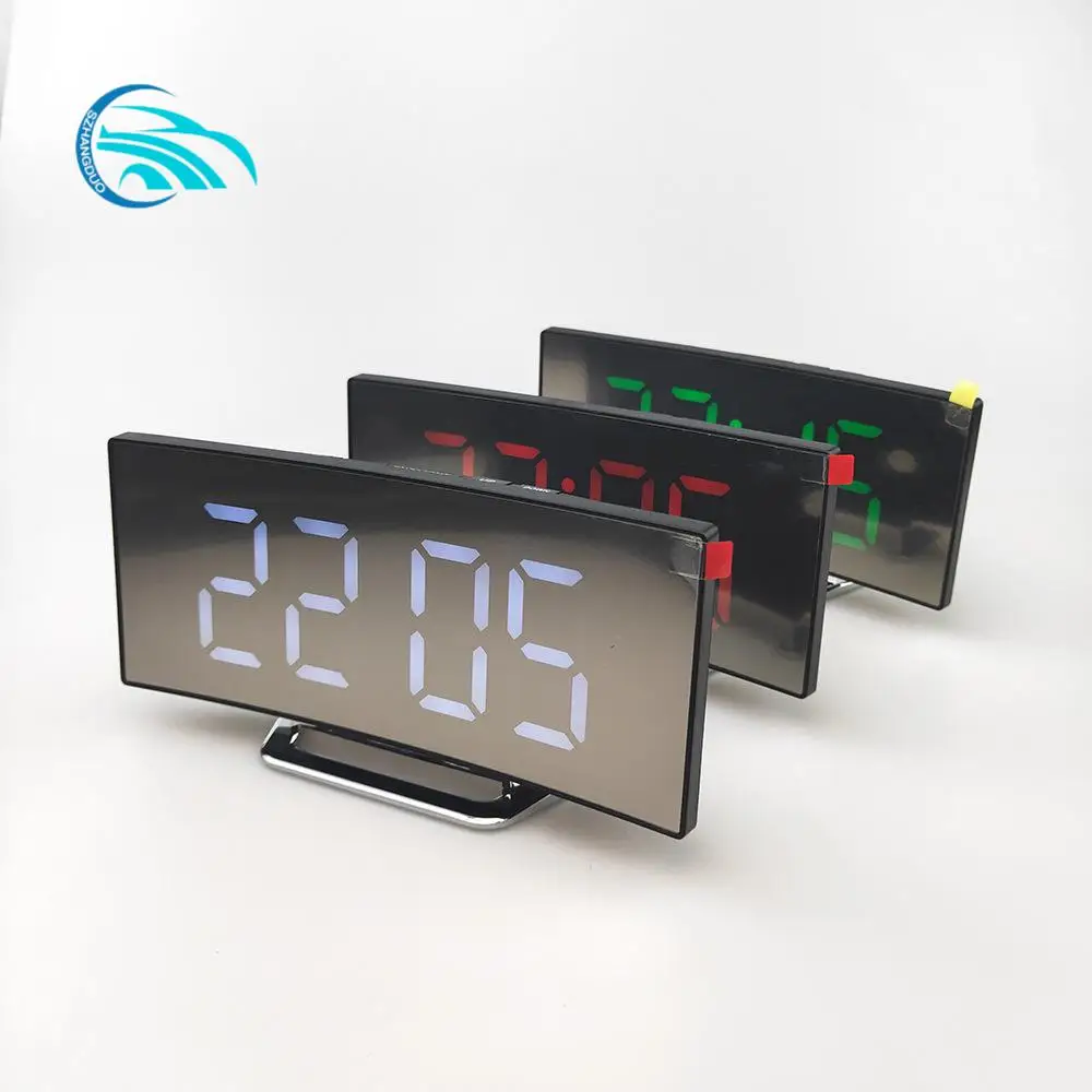 

Led Curved Large Screen Electronic Alarm Clock Bedroom Livingroom Silent Luminous Perpetual Calendar Base Clock With Holder Gift