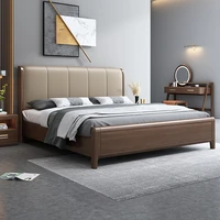 light luxury german solid wood bed double bed modern minimalist 1 8m walnut high box soft bed bedroom furniture dw6130