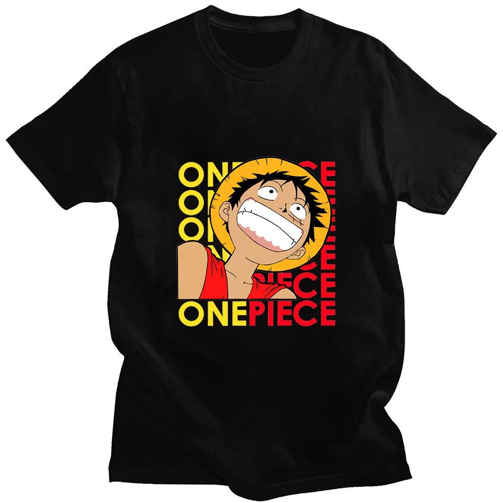 

Anime One Piece Roronoa Zoro Luffy New Send Boyfriend Fun Cartoon Print Summer Short-sleeved 100% Cotton Loose Sport Men T-shirt
