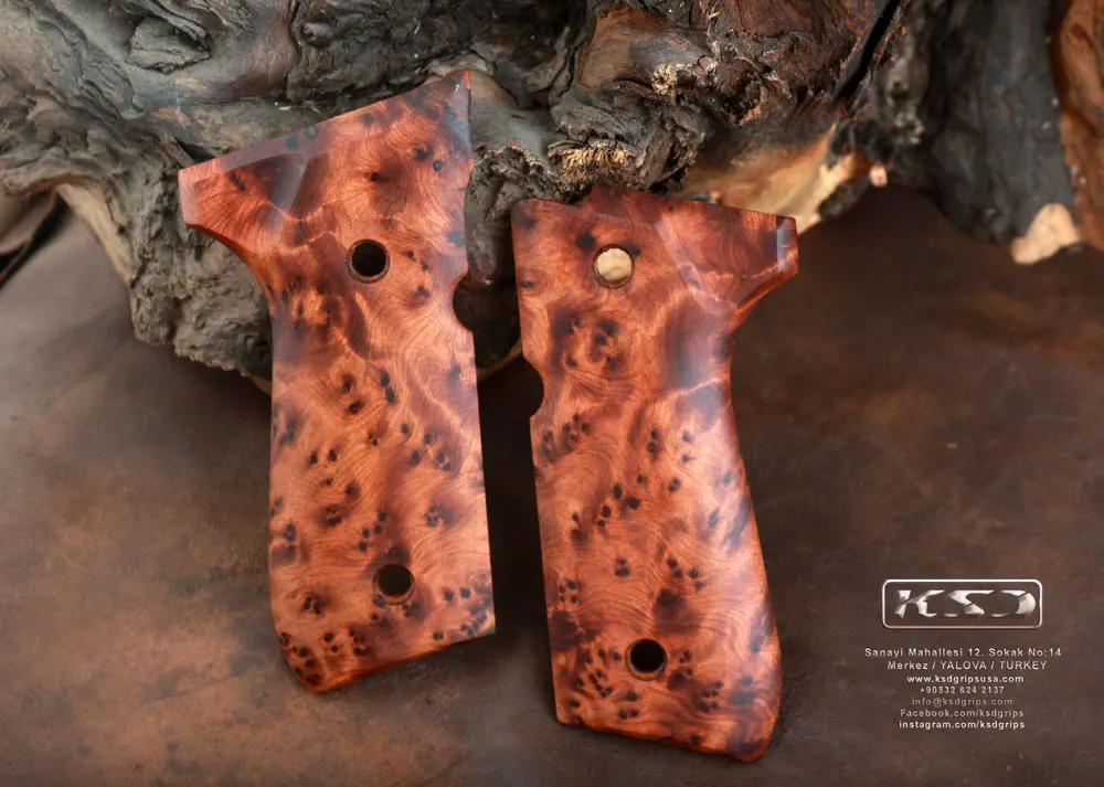 

Ksd Beretta 92FS Model Compatible Thuya Burl Grip for Replacement