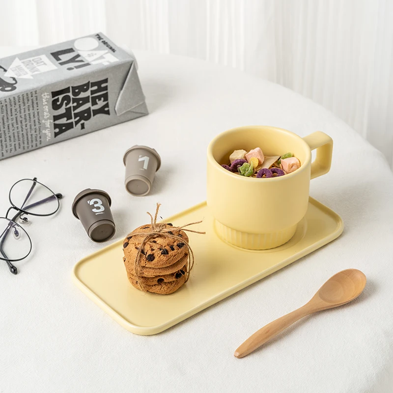 Керамическая кофейная кружка в скандинавском стиле с тарелкой Посуда для
