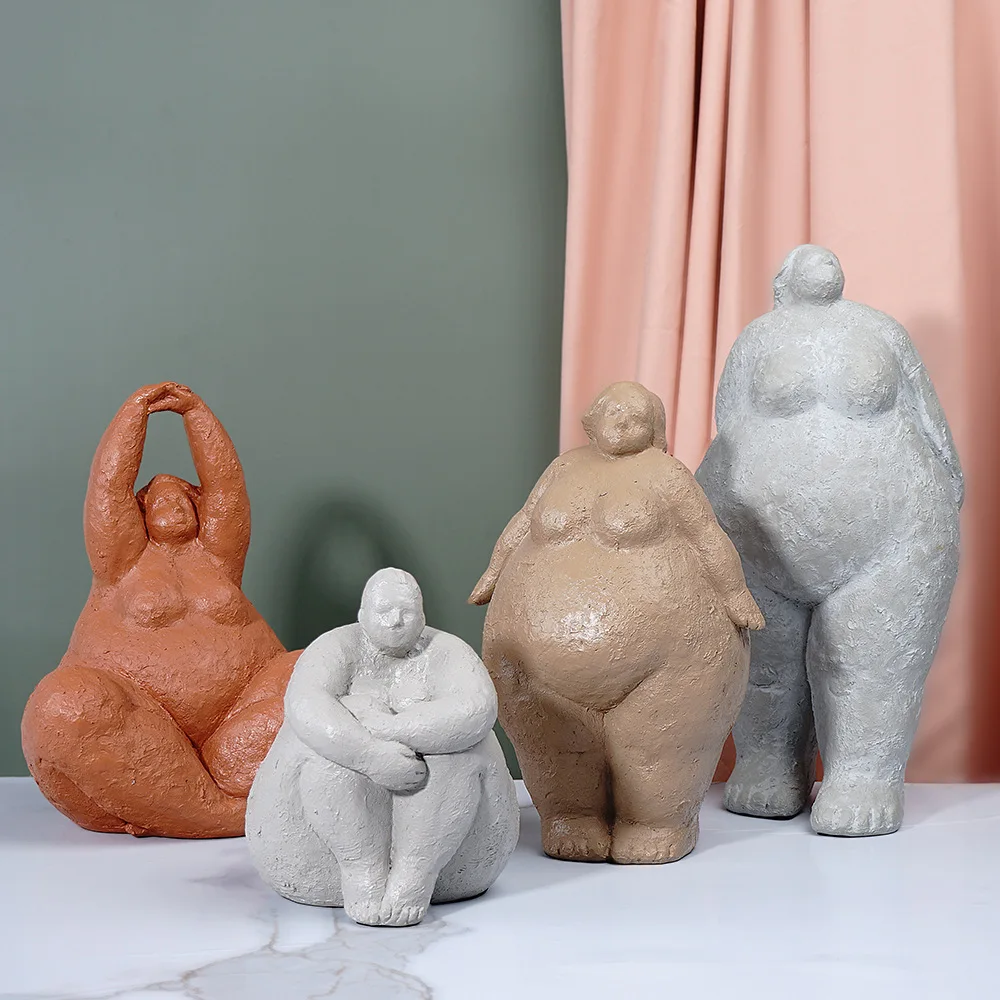 

Fat woman yoga European-style creative decoration light luxury style yoga studio resin art figure decoration