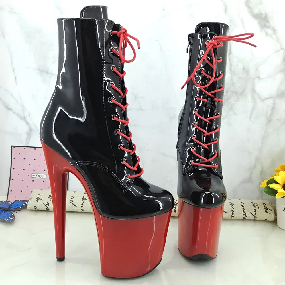Leecabe RED platform with Black patent upper 20CM Pole Dance shoes