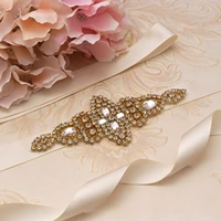 missrdress handmade bridal belt gold crystal beads bridal sash rhinestones flower wedding belt for wedding party gown jk901