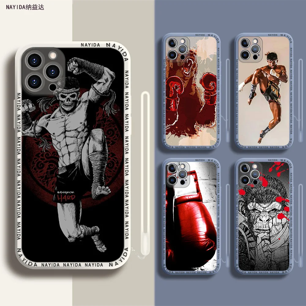 

Phone Case For iPhone 14 13 11 12 Mini Pro Max XS XR X Soft Silicone TPU Cover grant Muay Thai Fight Boxing