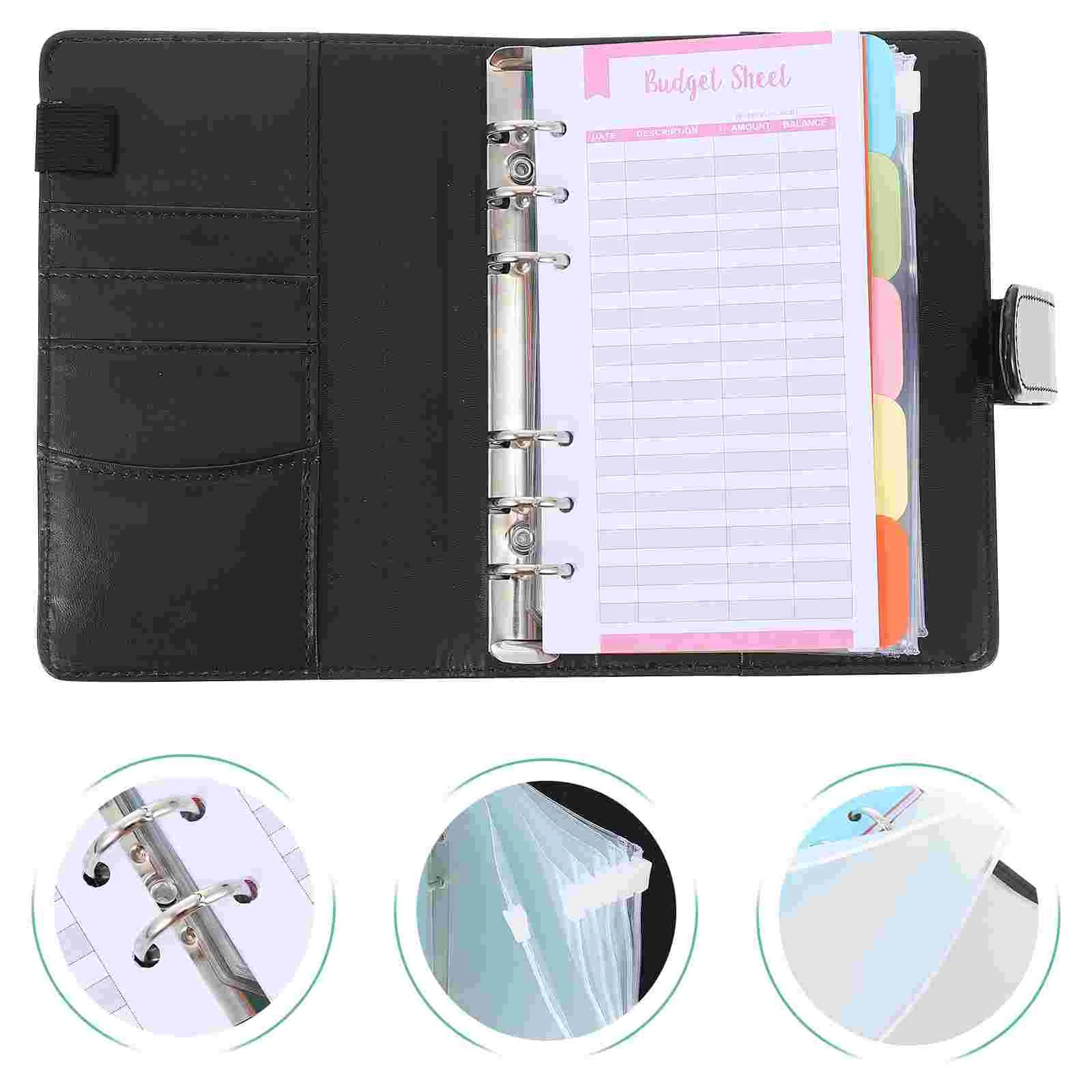 

1 Set of Portable A6 Budget Binder Schedule Planning Notebook PU Leather Account Notebook