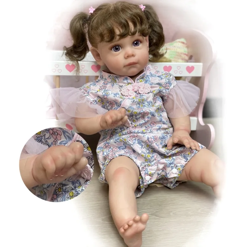 

22" Finished Maggie Reborn Dolls Realistic Bebe Reborn Toy For Children's Gift Boneca Renascida Brinquedo Bebe Para Crianças