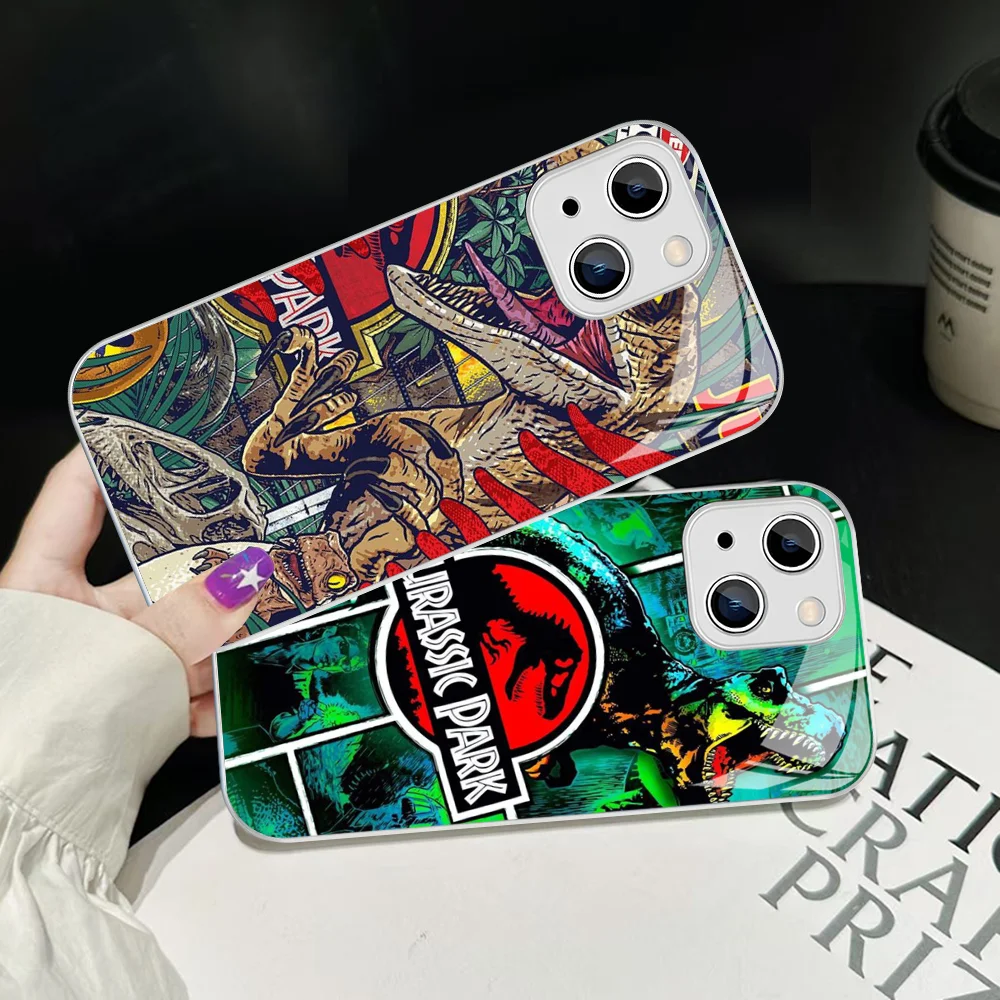 J-Jurassics Park Dinosaur Phone Case For IPhone 14 13 12 Mini 11 Pro XS Max X XR Plus Tempered Glass Cover
