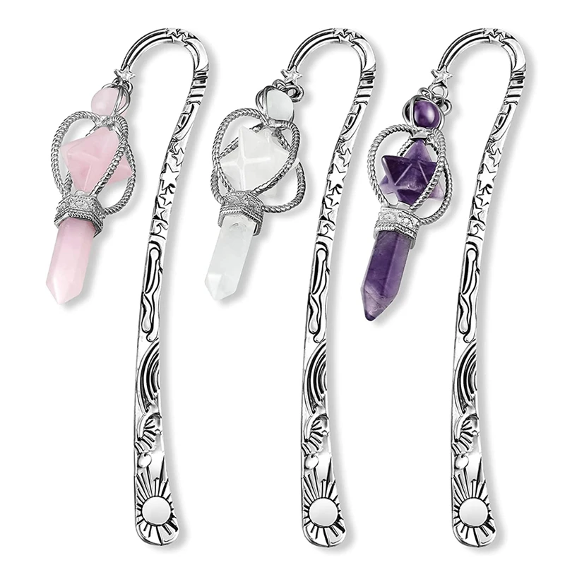 

Antique Metal Bookmarks Hexagonal Pointed Beading Book Vintage Manga Bookmark Crystal Pendants Bookmarks For Women Kids